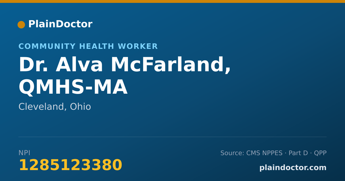 Shareable card for Alva McFarland, QMHS-MA - Community Health Worker, Cleveland, OH