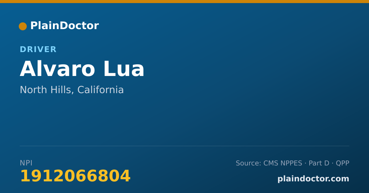 Shareable card for Alvaro Lua - Driver, North Hills, CA