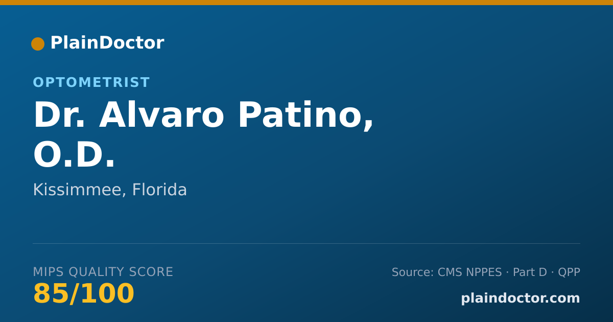 Shareable card for Alvaro Patino, O.D. - Optometrist, Kissimmee, FL