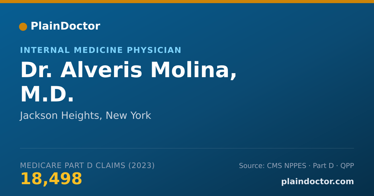 Shareable card for Alveris Molina, M.D. - Internal Medicine Physician, Jackson Heights, NY