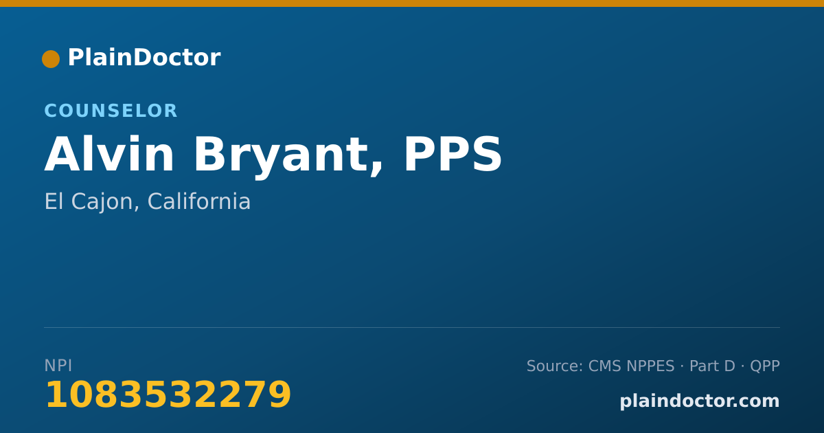 Shareable card for Alvin Bryant, PPS - Counselor, El Cajon, CA