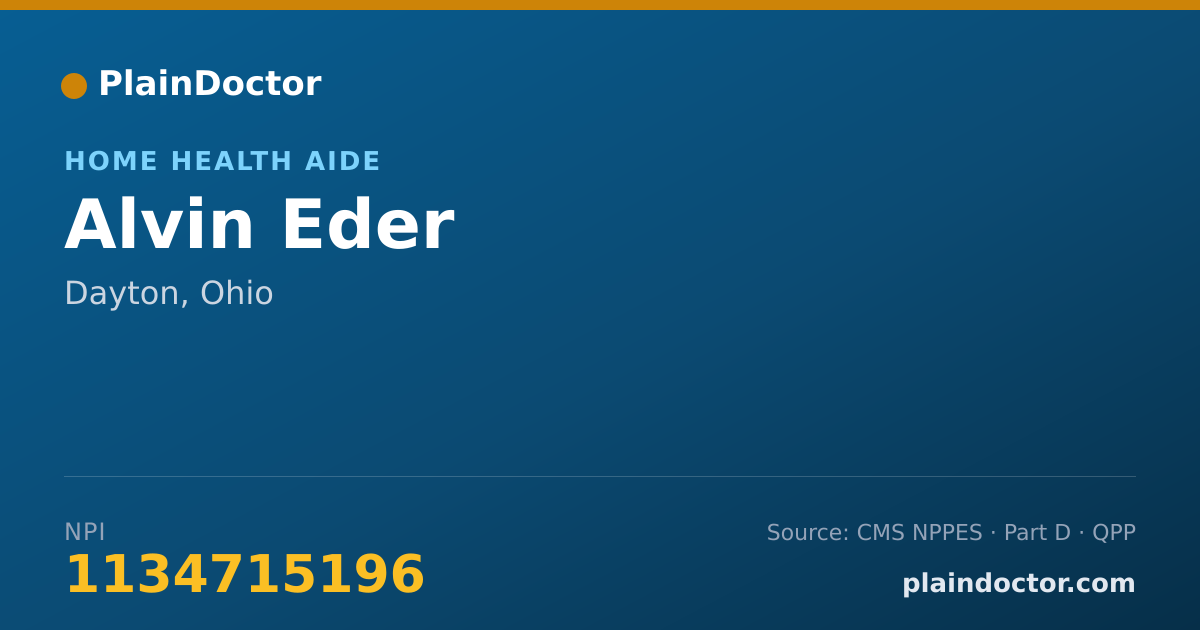Shareable card for Alvin Eder - Home Health Aide, Dayton, OH