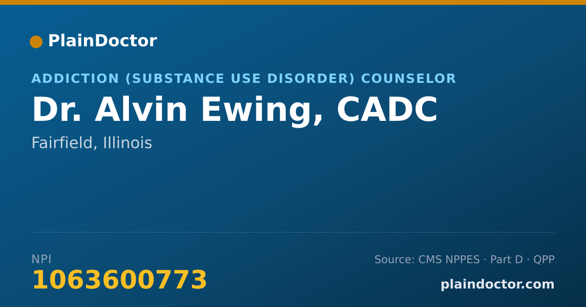 Shareable card for Alvin Ewing, CADC - Addiction (Substance Use Disorder) Counselor, Fairfield, IL