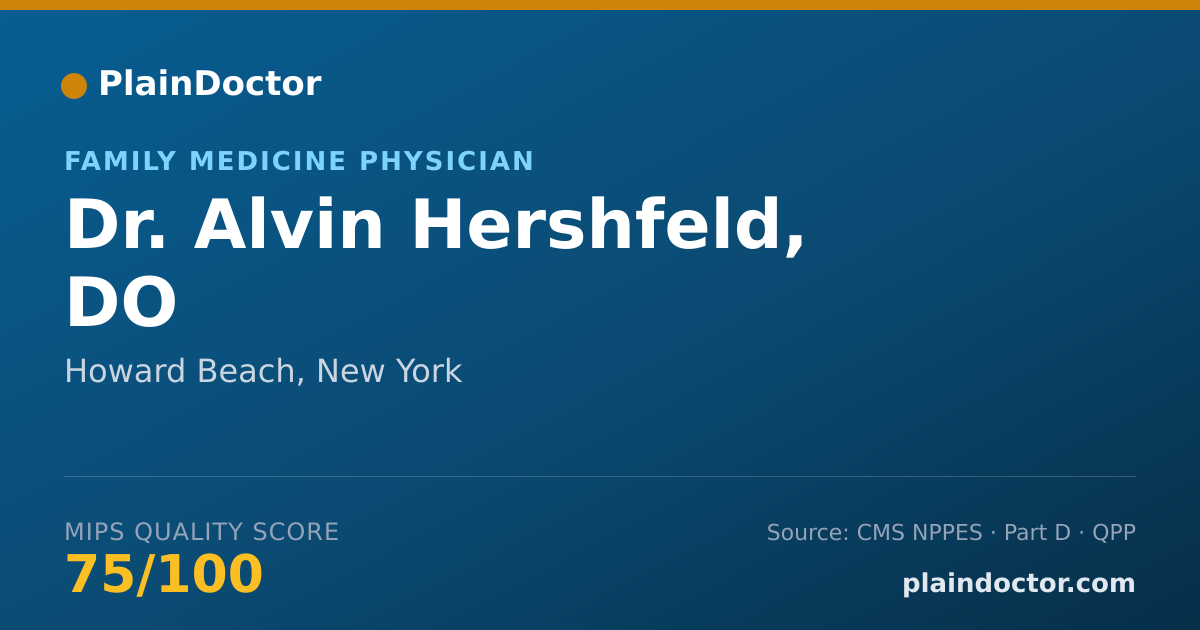 Shareable card for Alvin Hershfeld, DO - Family Medicine Physician, Howard Beach, NY