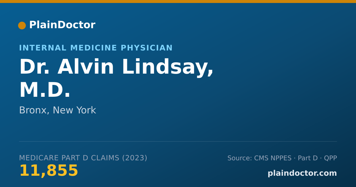 Shareable card for Alvin Lindsay, M.D. - Internal Medicine Physician, Bronx, NY