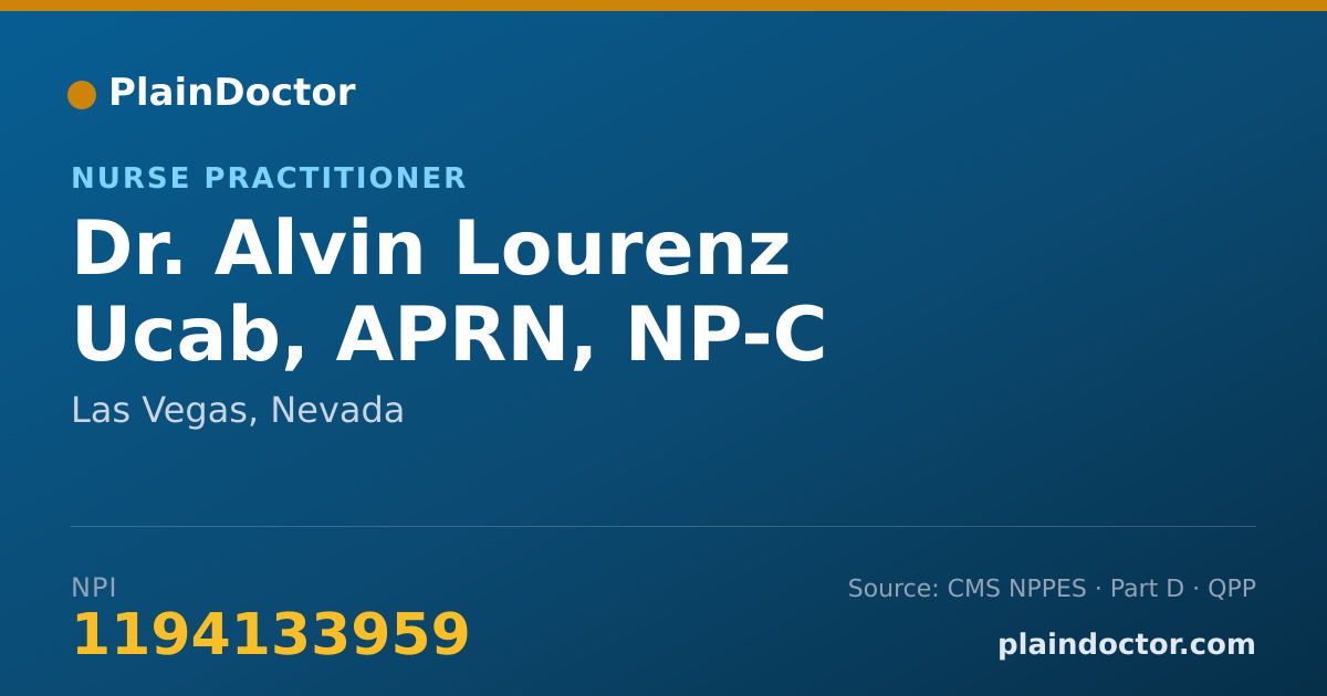 Shareable card for Alvin Lourenz Ucab, APRN, NP-C - Nurse Practitioner, Las Vegas, NV