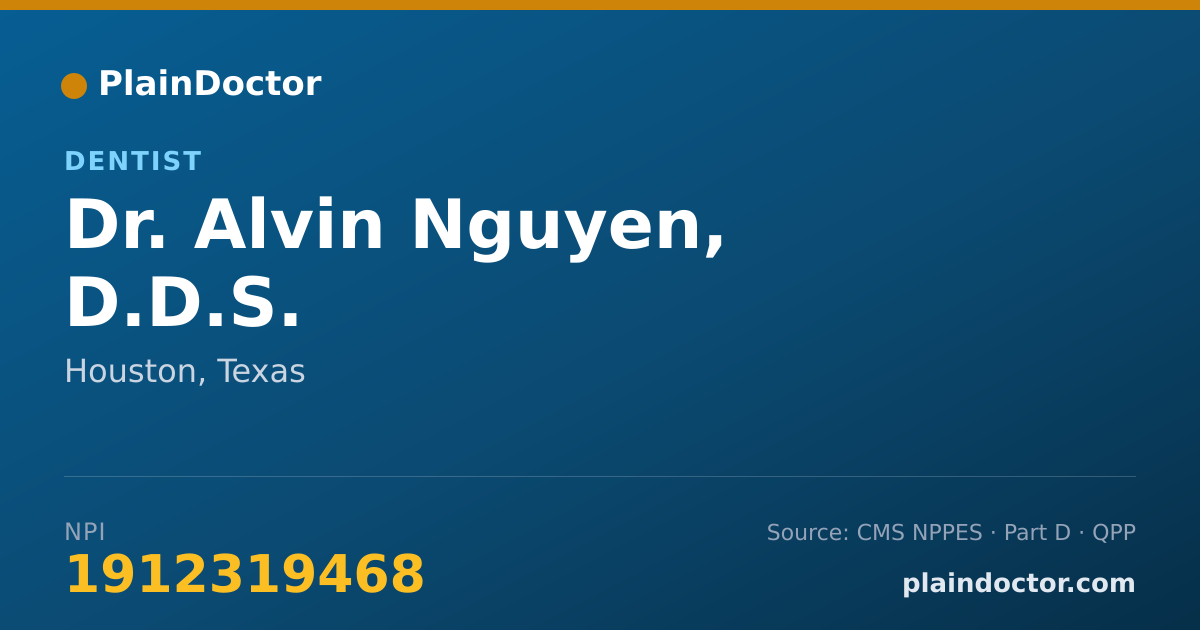 Shareable card for Alvin Nguyen, D.D.S. - Dentist, Houston, TX