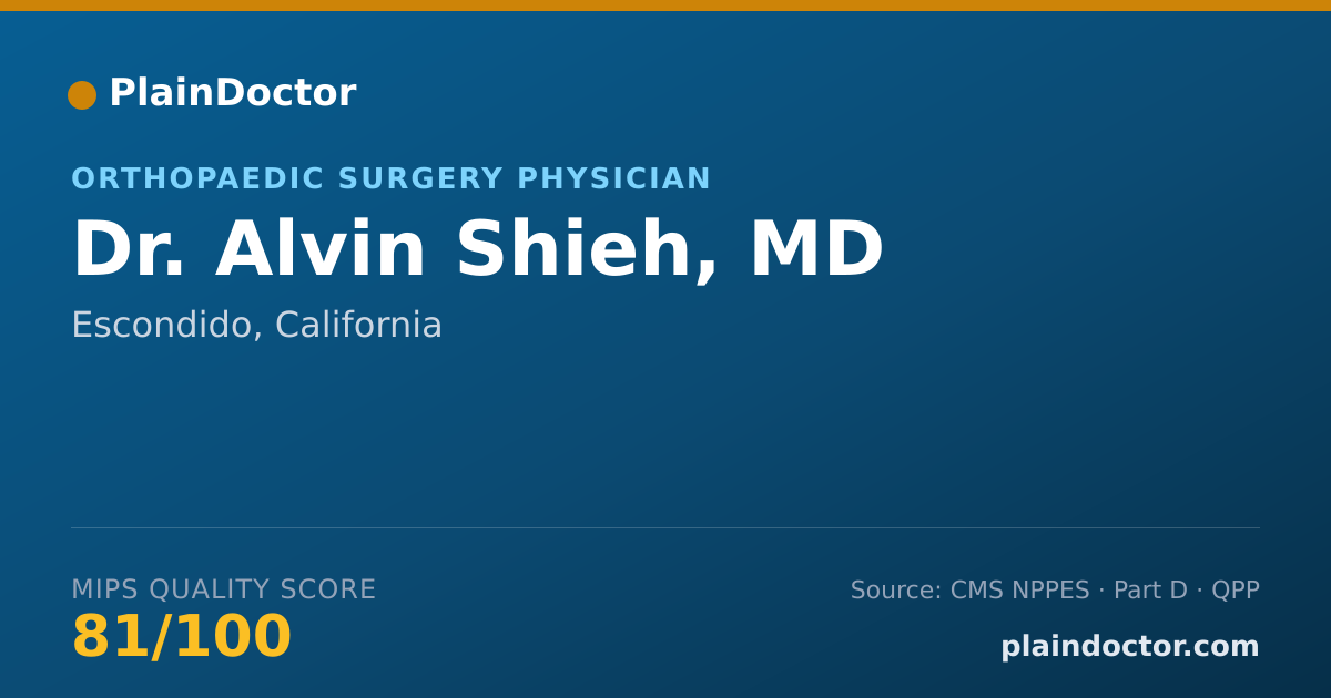 Shareable card for Alvin Shieh, MD - Orthopaedic Surgery Physician, Escondido, CA