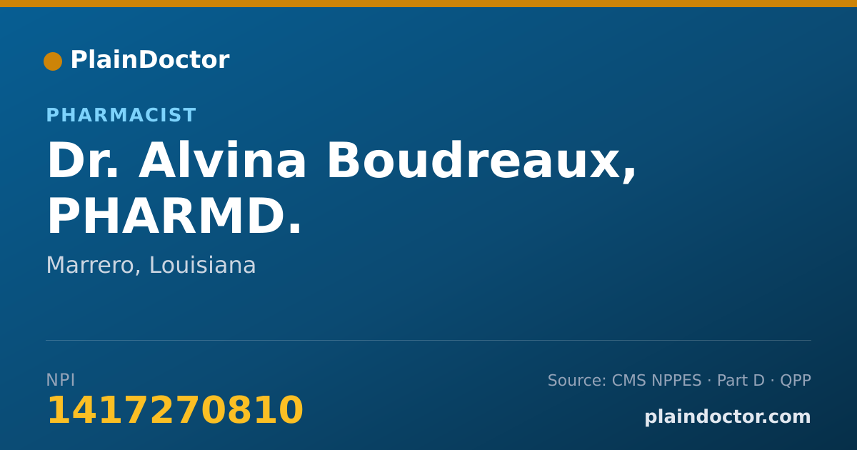 Shareable card for Alvina Boudreaux, PHARMD. - Pharmacist, Marrero, LA
