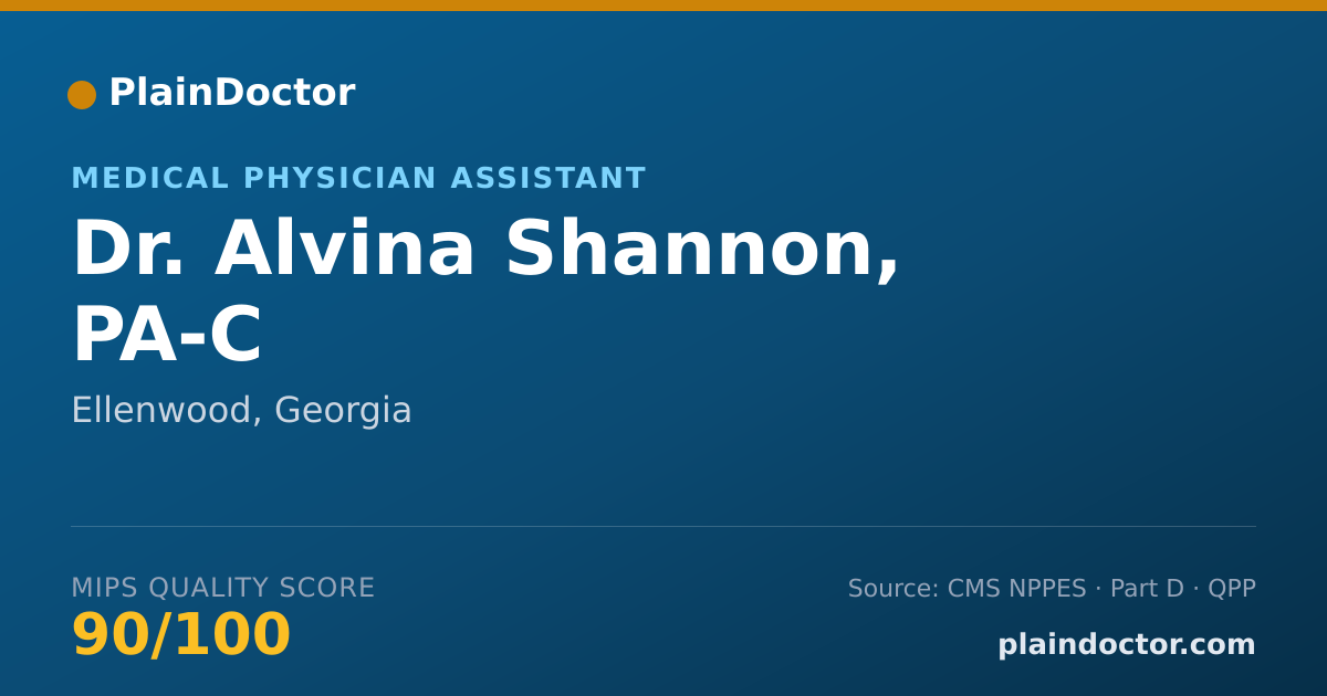 Shareable card for Alvina Shannon, PA-C - Medical Physician Assistant, Ellenwood, GA
