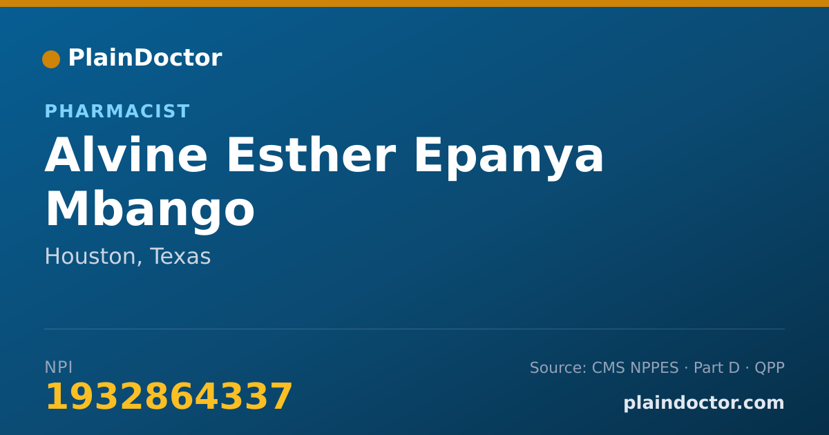 Shareable card for Alvine Esther Epanya Mbango - Pharmacist, Houston, TX