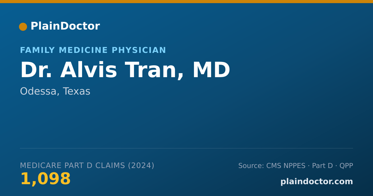 Shareable card for Alvis Tran, MD - Family Medicine Physician, Odessa, TX