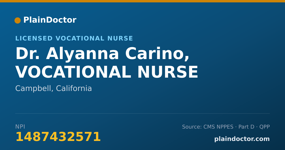 Shareable card for Alyanna Carino, VOCATIONAL NURSE - Licensed Vocational Nurse, Campbell, CA