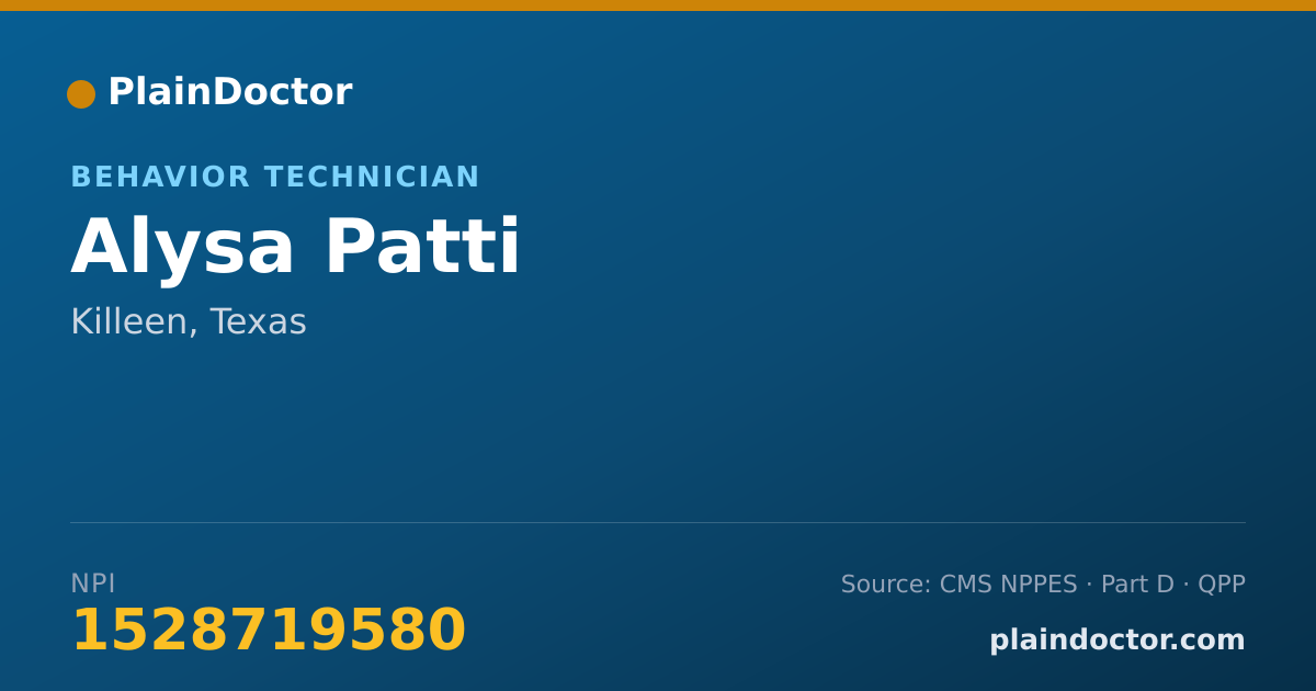 Shareable card for Alysa Patti - Behavior Technician, Killeen, TX