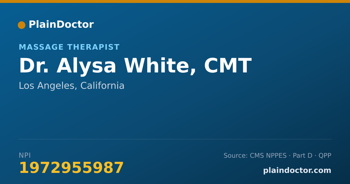 Shareable card for Alysa White, CMT - Massage Therapist, Los Angeles, CA