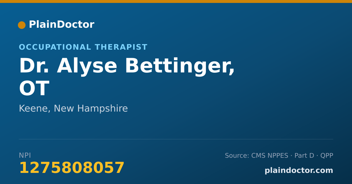 Shareable card for Alyse Bettinger, OT - Occupational Therapist, Keene, NH