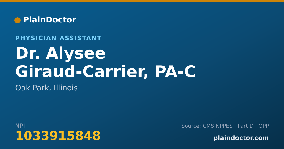 Shareable card for Alysee Giraud-Carrier, PA-C - Physician Assistant, Oak Park, IL