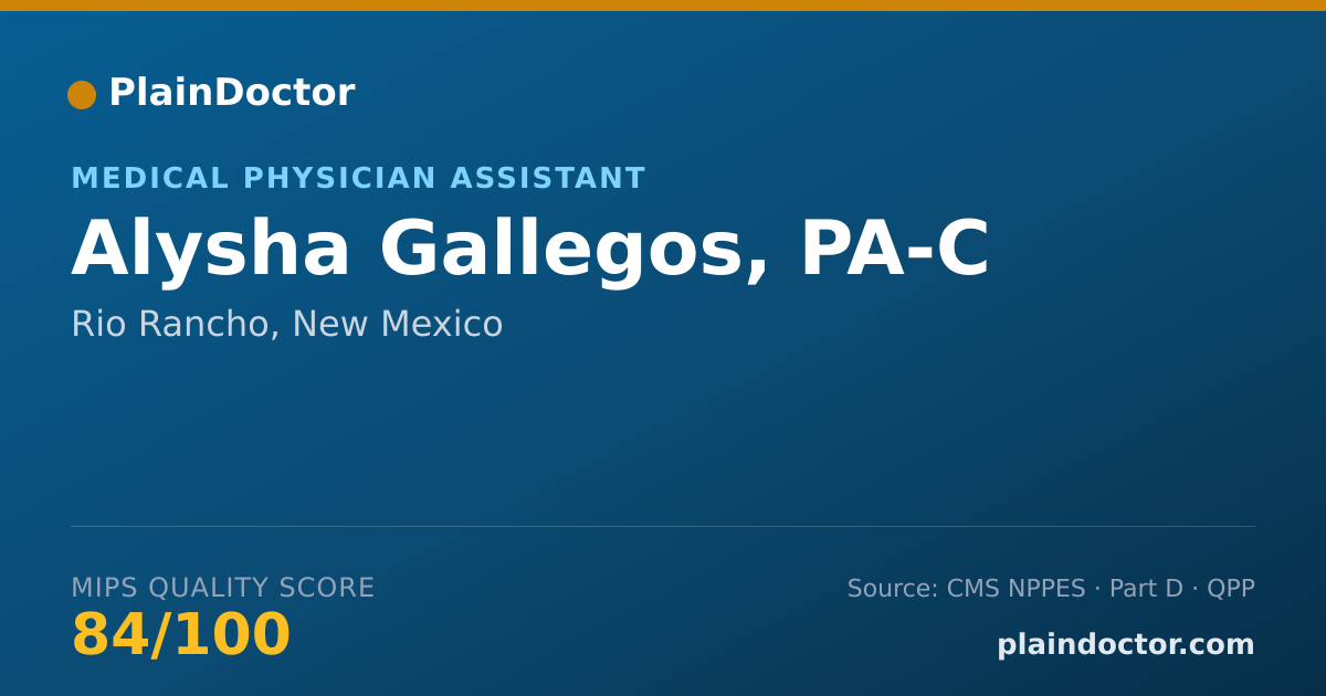 Shareable card for Alysha Gallegos, PA-C - Medical Physician Assistant, Rio Rancho, NM