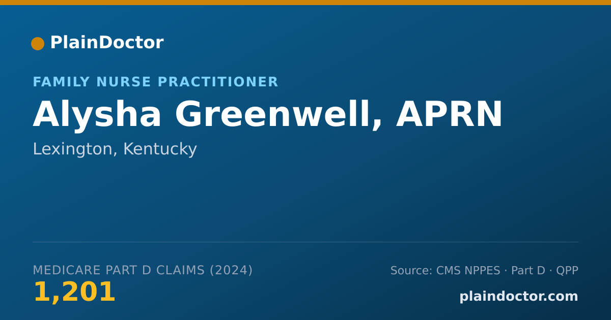 Shareable card for Alysha Greenwell, APRN - Family Nurse Practitioner, Lexington, KY