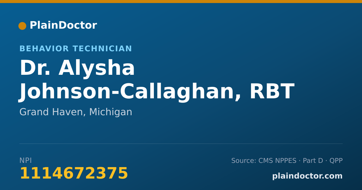 Shareable card for Alysha Johnson-Callaghan, RBT - Behavior Technician, Grand Haven, MI