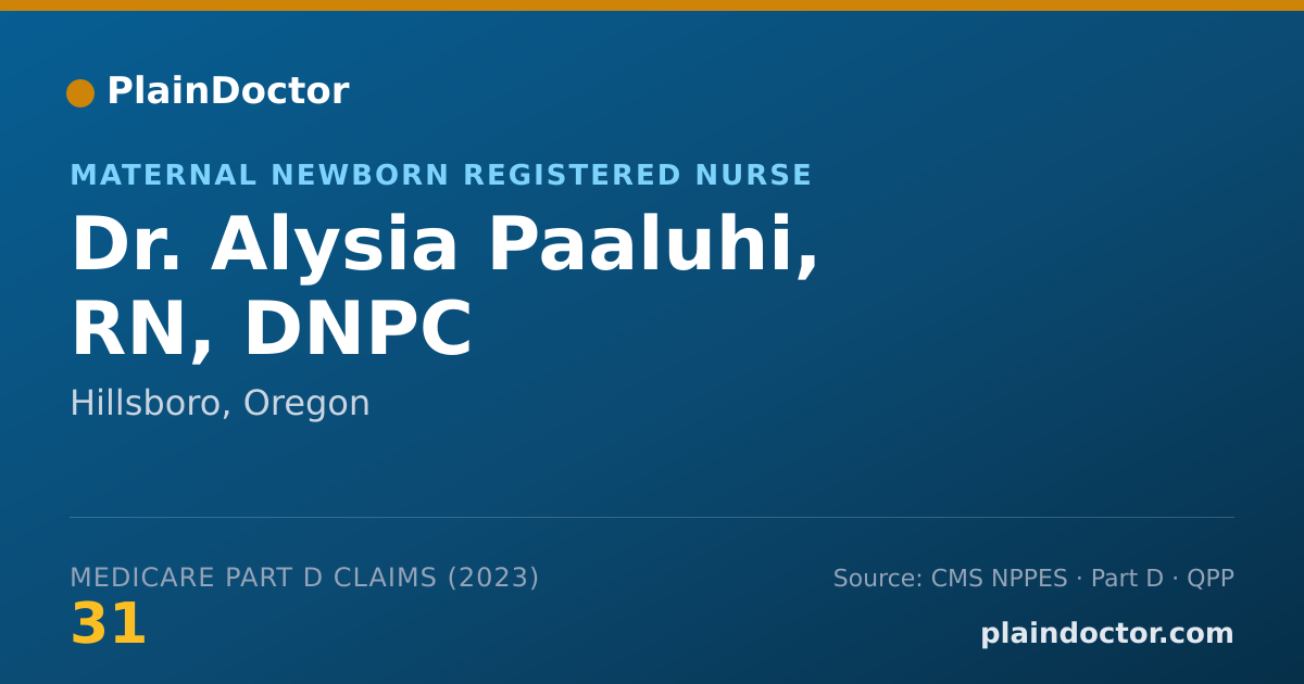 Shareable card for Alysia Paaluhi, RN, DNPC - Maternal Newborn Registered Nurse, Hillsboro, OR