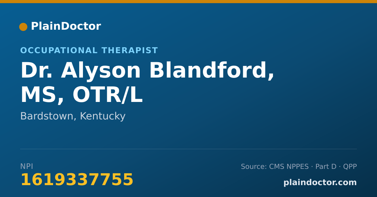 Shareable card for Alyson Blandford, MS, OTR/L - Occupational Therapist, Bardstown, KY