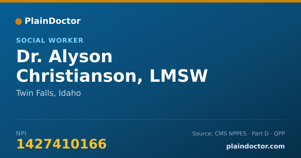 Shareable card for Alyson Christianson, LMSW - Social Worker, Twin Falls, ID