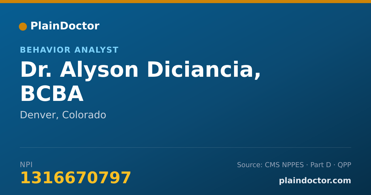 Shareable card for Alyson Diciancia, BCBA - Behavior Analyst, Denver, CO