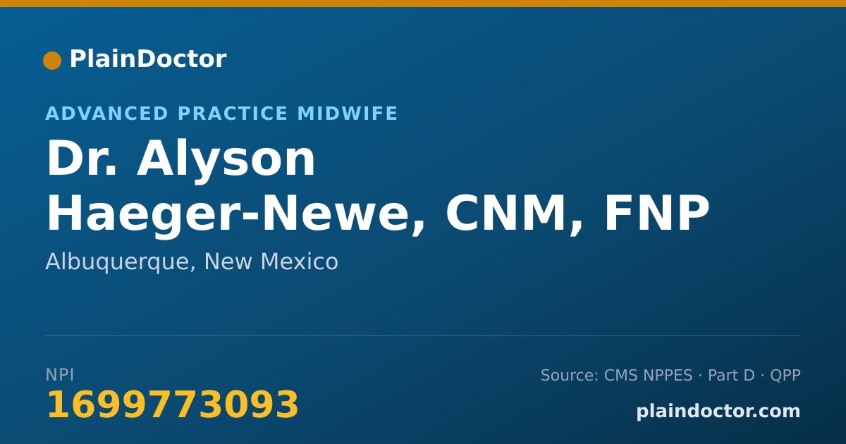 Shareable card for Alyson Haeger-Newe, CNM, FNP - Advanced Practice Midwife, Albuquerque, NM