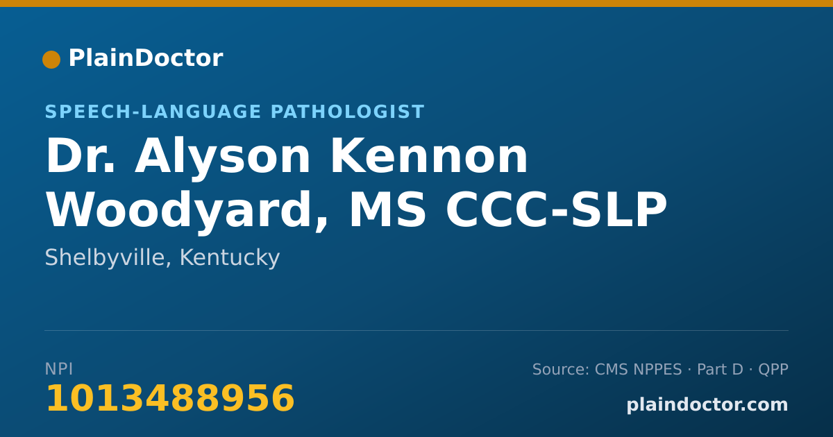 Shareable card for Alyson Kennon Woodyard, MS CCC-SLP - Speech-Language Pathologist, Shelbyville, KY