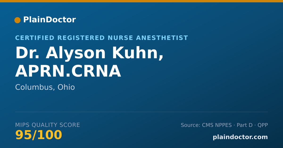 Shareable card for Alyson Kuhn, APRN.CRNA - Certified Registered Nurse Anesthetist, Columbus, OH