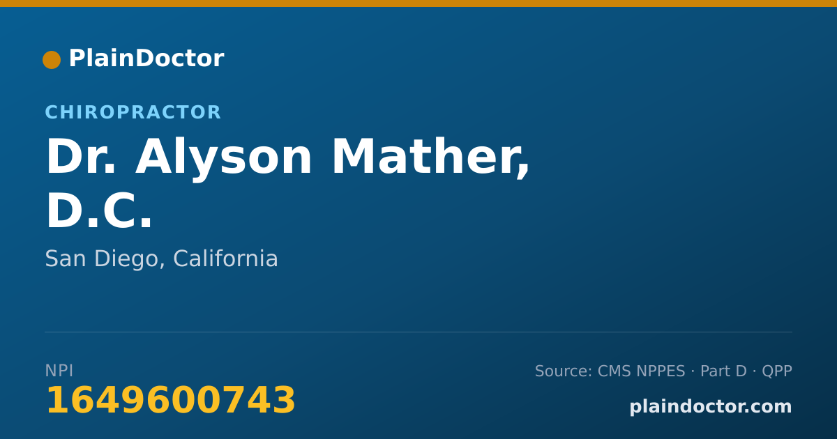 Shareable card for Alyson Mather, D.C. - Chiropractor, San Diego, CA