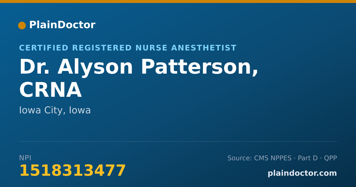 Shareable card for Alyson Patterson, CRNA - Certified Registered Nurse Anesthetist, Iowa City, IA