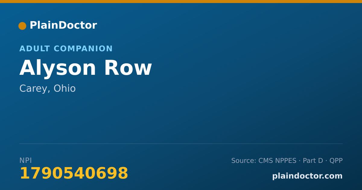 Shareable card for Alyson Row - Adult Companion, Carey, OH