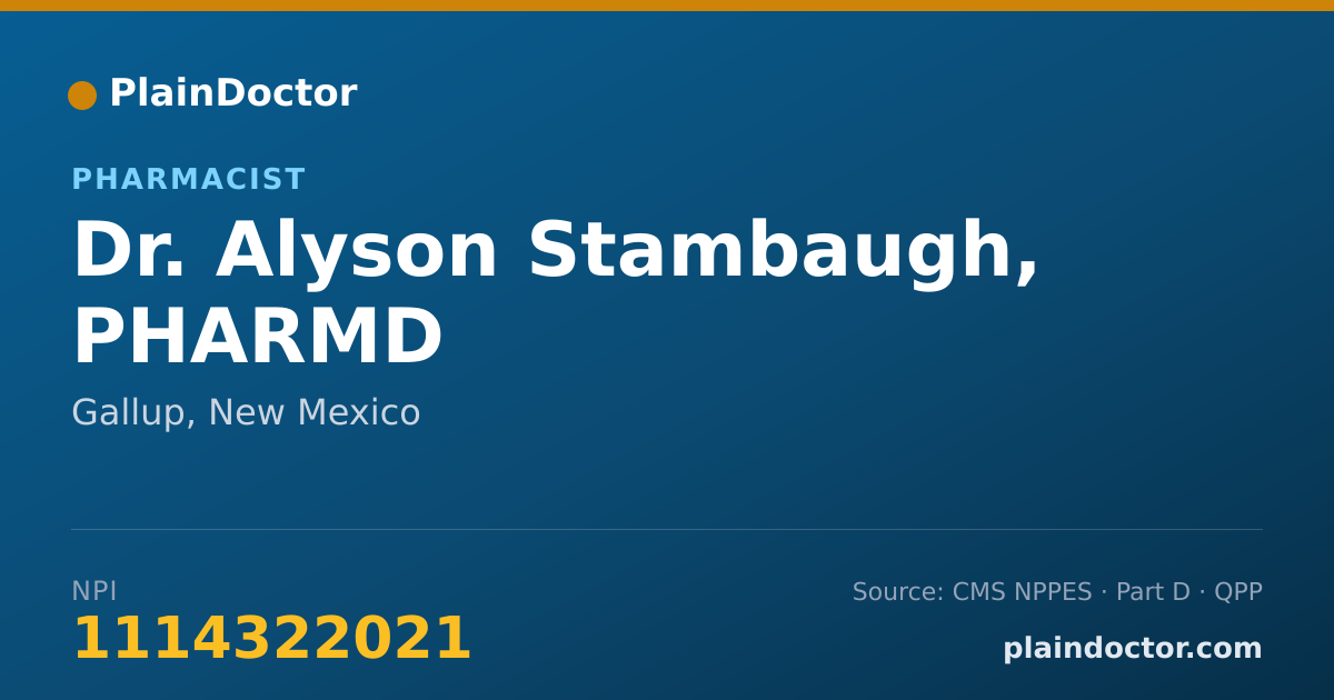 Shareable card for Alyson Stambaugh, PHARMD - Pharmacist, Gallup, NM