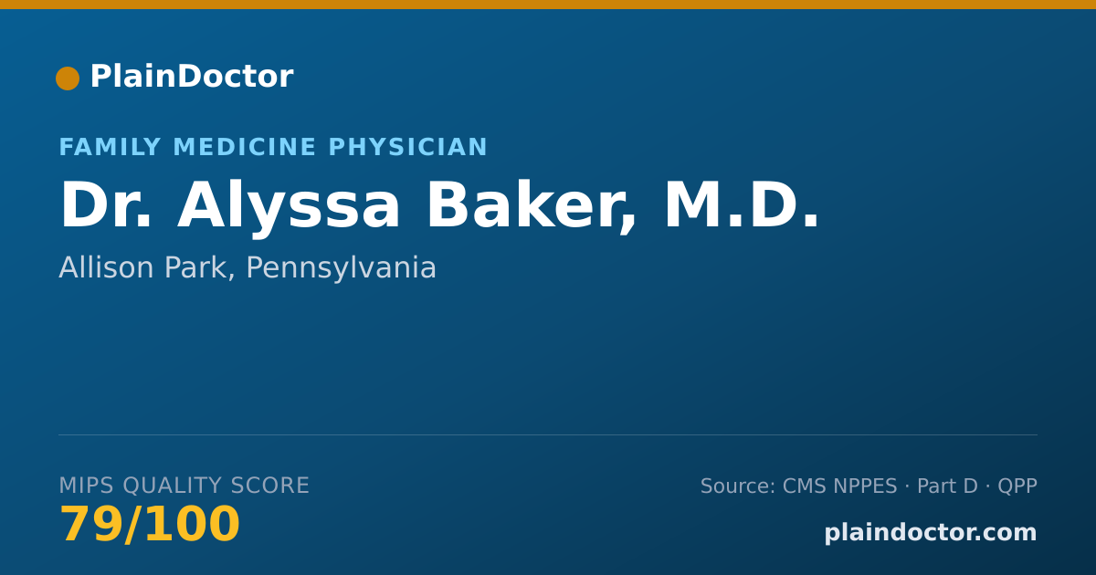 Shareable card for Alyssa Baker, M.D. - Family Medicine Physician, Allison Park, PA