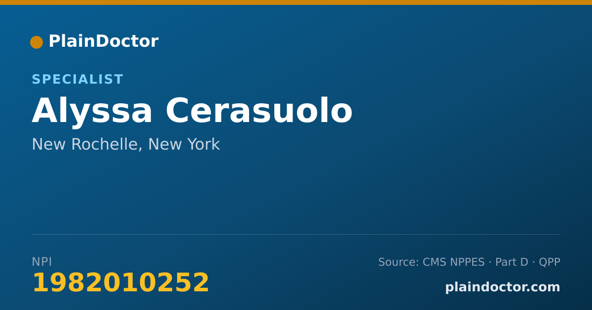Shareable card for Alyssa Cerasuolo - Specialist, New Rochelle, NY
