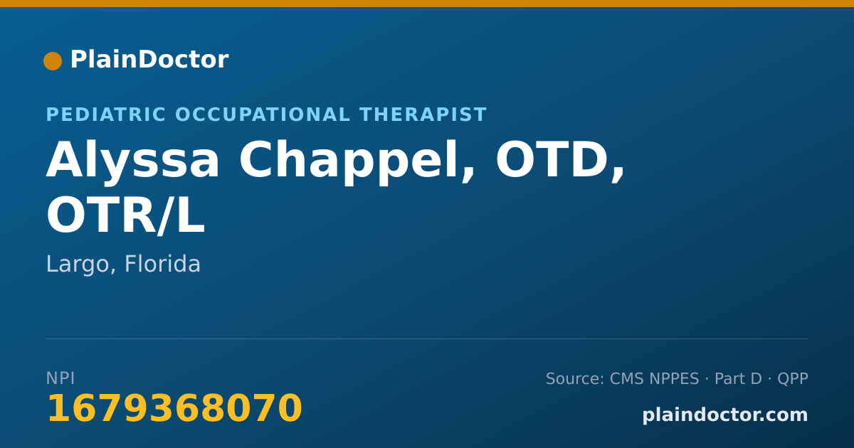 Shareable card for Alyssa Chappel, OTD, OTR/L - Pediatric Occupational Therapist, Largo, FL