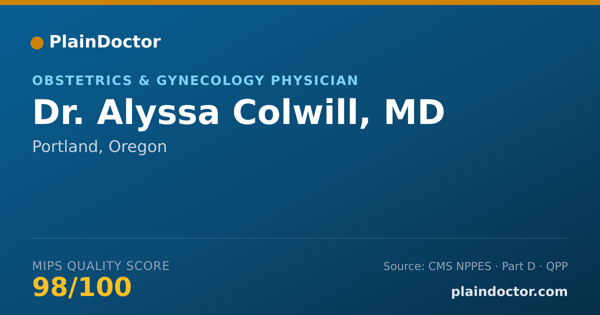 Shareable card for Alyssa Colwill, MD - Obstetrics & Gynecology Physician, Portland, OR