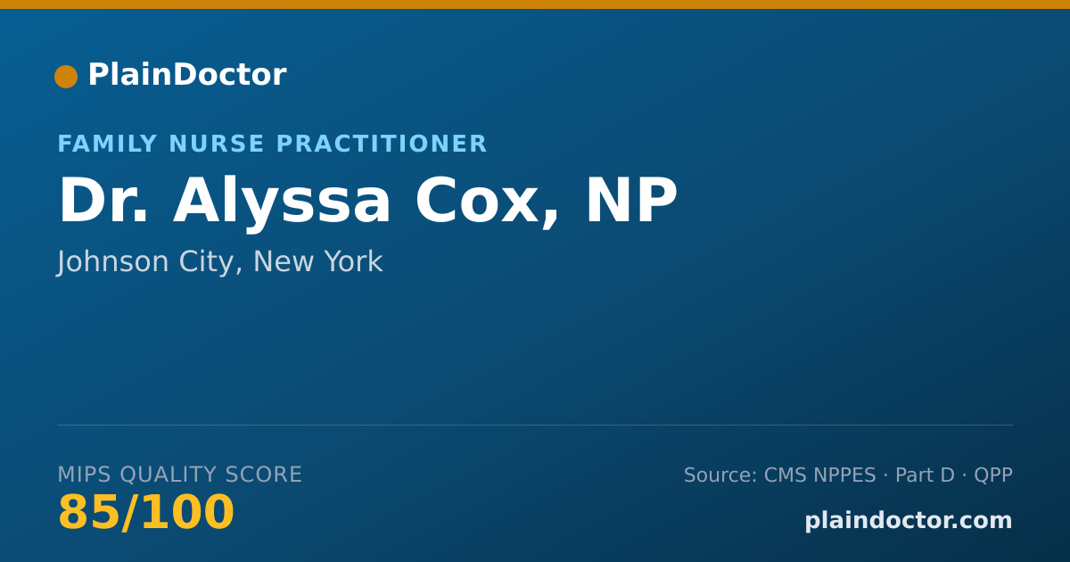 Shareable card for Alyssa Cox, NP - Family Nurse Practitioner, Johnson City, NY