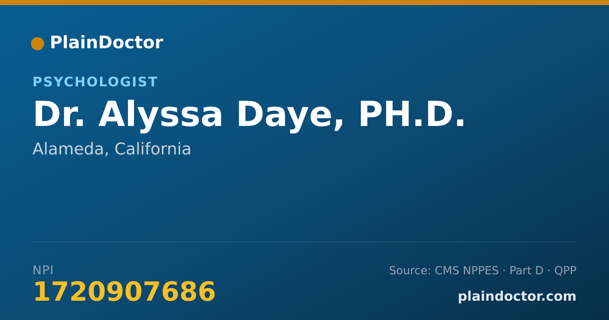 Shareable card for Alyssa Daye, PH.D. - Psychologist, Alameda, CA