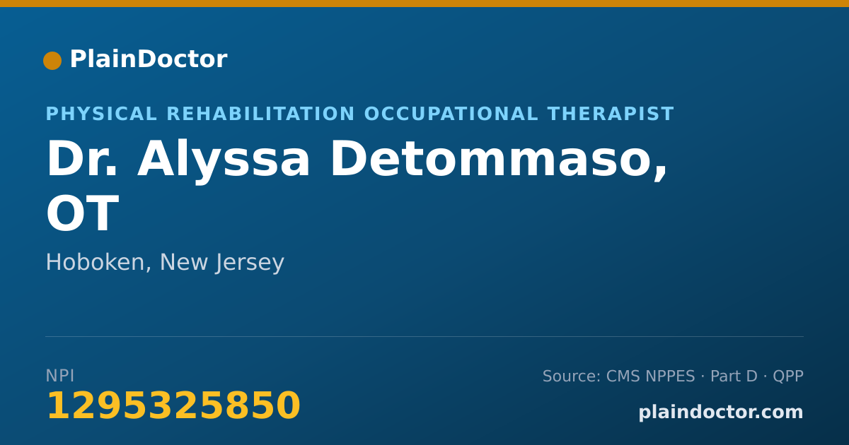 Shareable card for Alyssa Detommaso, OT - Physical Rehabilitation Occupational Therapist, Hoboken, NJ