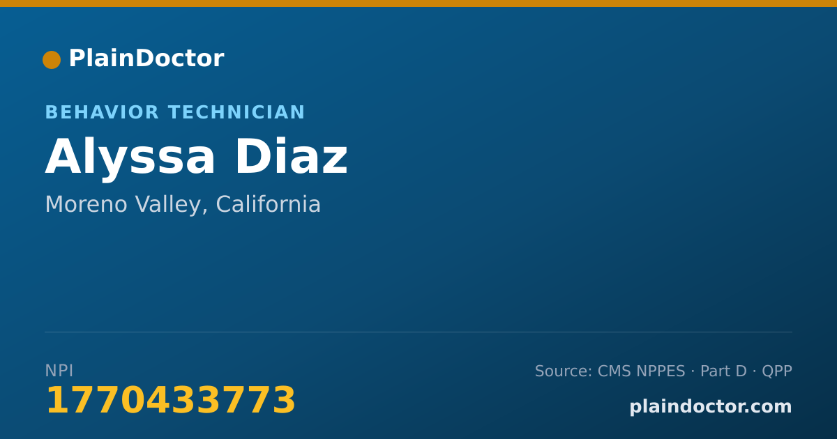 Shareable card for Alyssa Diaz - Behavior Technician, Moreno Valley, CA