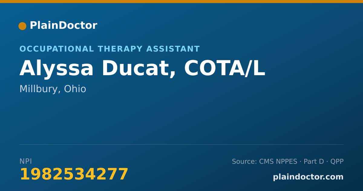 Shareable card for Alyssa Ducat, COTA/L - Occupational Therapy Assistant, Millbury, OH