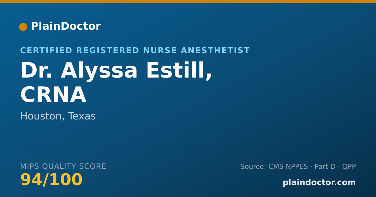 Shareable card for Alyssa Estill, CRNA - Certified Registered Nurse Anesthetist, Houston, TX