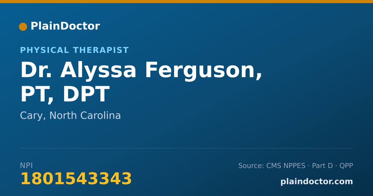 Shareable card for Alyssa Ferguson, PT, DPT - Physical Therapist, Cary, NC