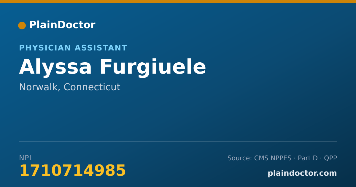 Shareable card for Alyssa Furgiuele - Physician Assistant, Norwalk, CT