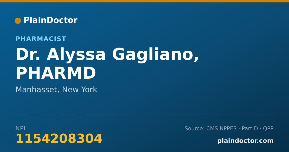 Shareable card for Alyssa Gagliano, PHARMD - Pharmacist, Manhasset, NY