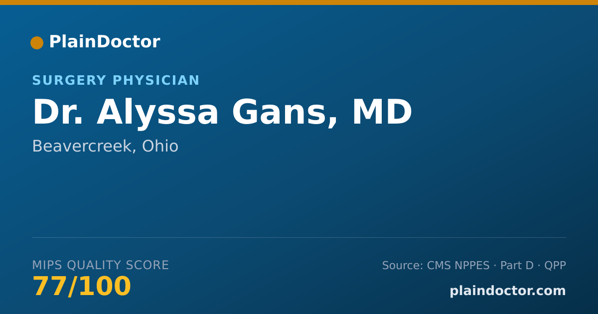 Shareable card for Alyssa Gans, MD - Surgery Physician, Beavercreek, OH