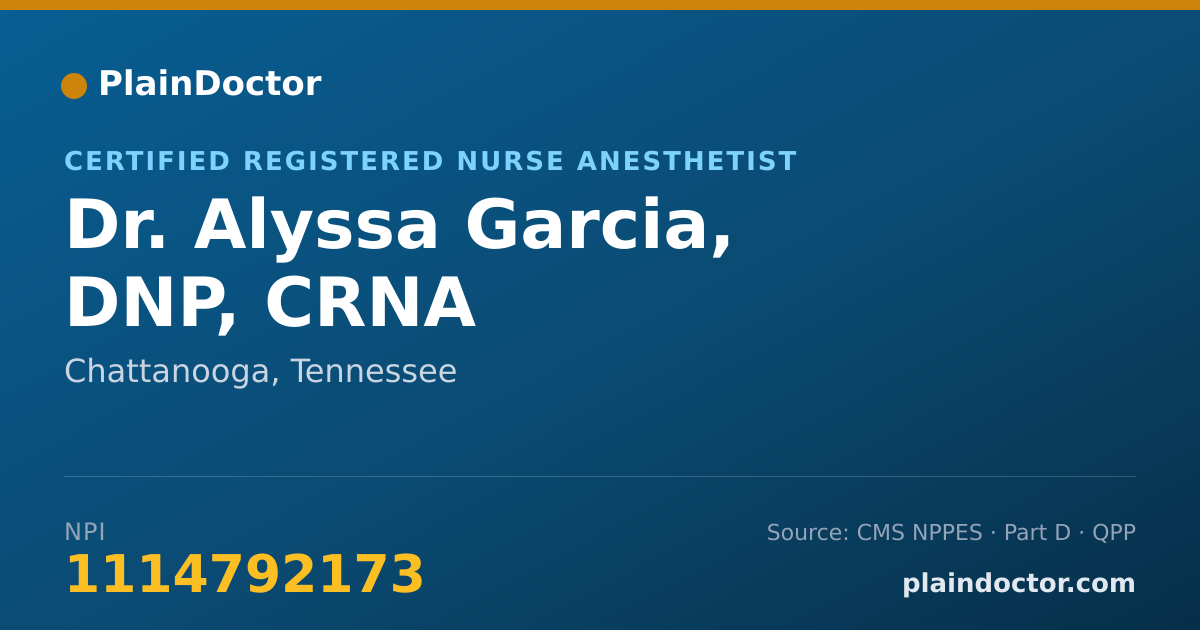 Shareable card for Alyssa Garcia, DNP, CRNA - Certified Registered Nurse Anesthetist, Chattanooga, TN